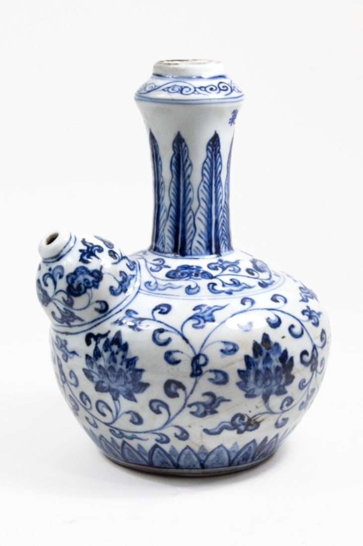 Chinese Blue White Pottery Lotus Scroll Kendi (1 of 6)