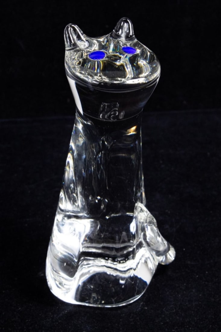 Steuben Artist Signed Art Glass Cat Figure (1 of 5)