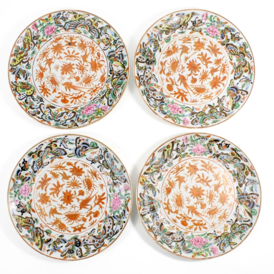 4 19th Century Chinese Export Butterfly Plates (1 of 7)