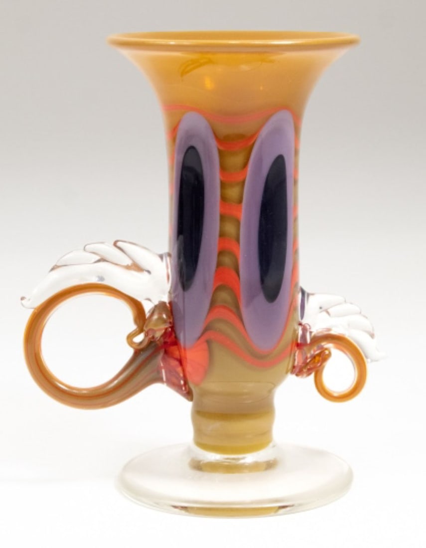 Robert Levin Art Glass Goblet, 1985 (1 of 7)