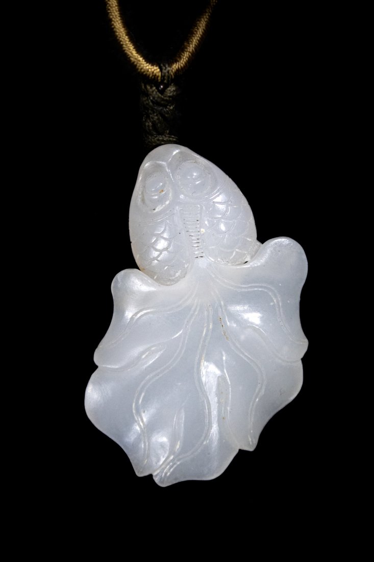 Chinese White Jade / Jadeite Goldfish Pendant (1 of 4)
