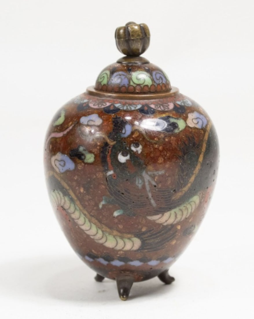 Japanese Cloisonne Miniature Dragon Jar (1 of 5)