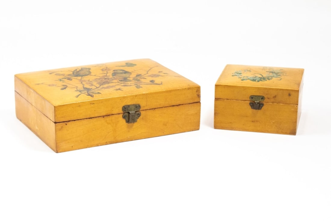 Two Antique Victorian Wooden Desk Boxes (1 of 5)