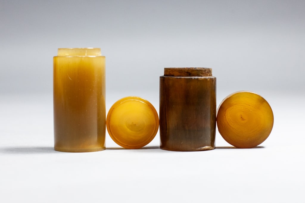 Two Antique Chinese Buffalo Horn Opium Boxes (1 of 5)