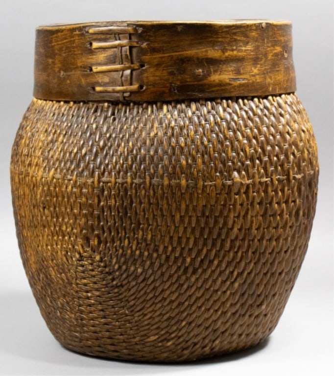 Antique Chinese Fish Basket / Willow & Wood (1 of 5)