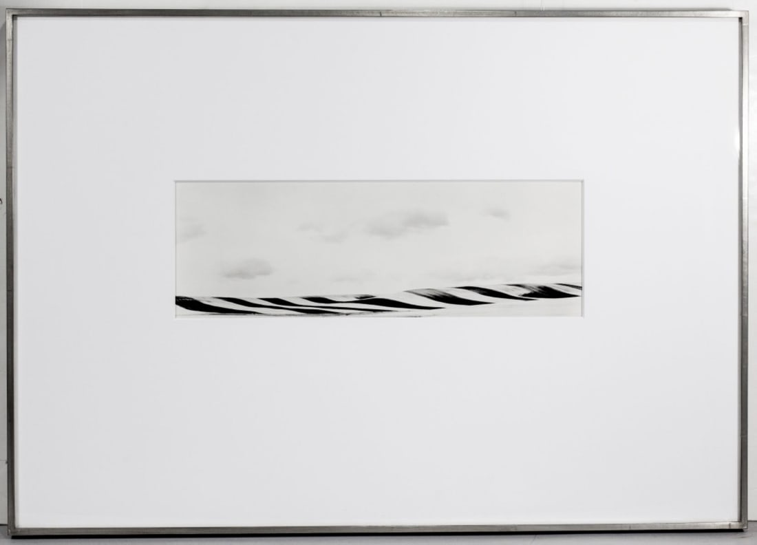 Don Kirby Framed Wheatfield Montana Photo: Don Kirby Framed Photo "96288 WHEATFIELD, DEPUYER, MT 1996" Silver painted wood frame, very good condition, unexamined out of frame. Framed measurements are approx 24" x 34" and inside mat measurement