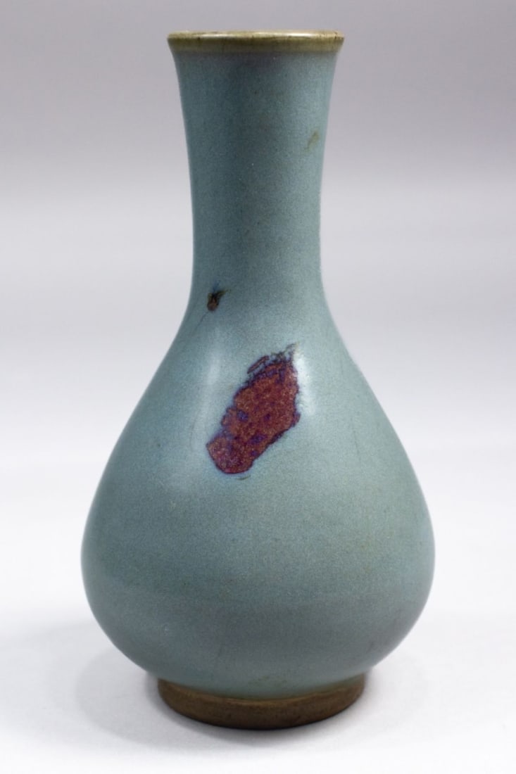 Chinese Jun Glaze Pottery Bottle Vase 6.5" (1 of 8)