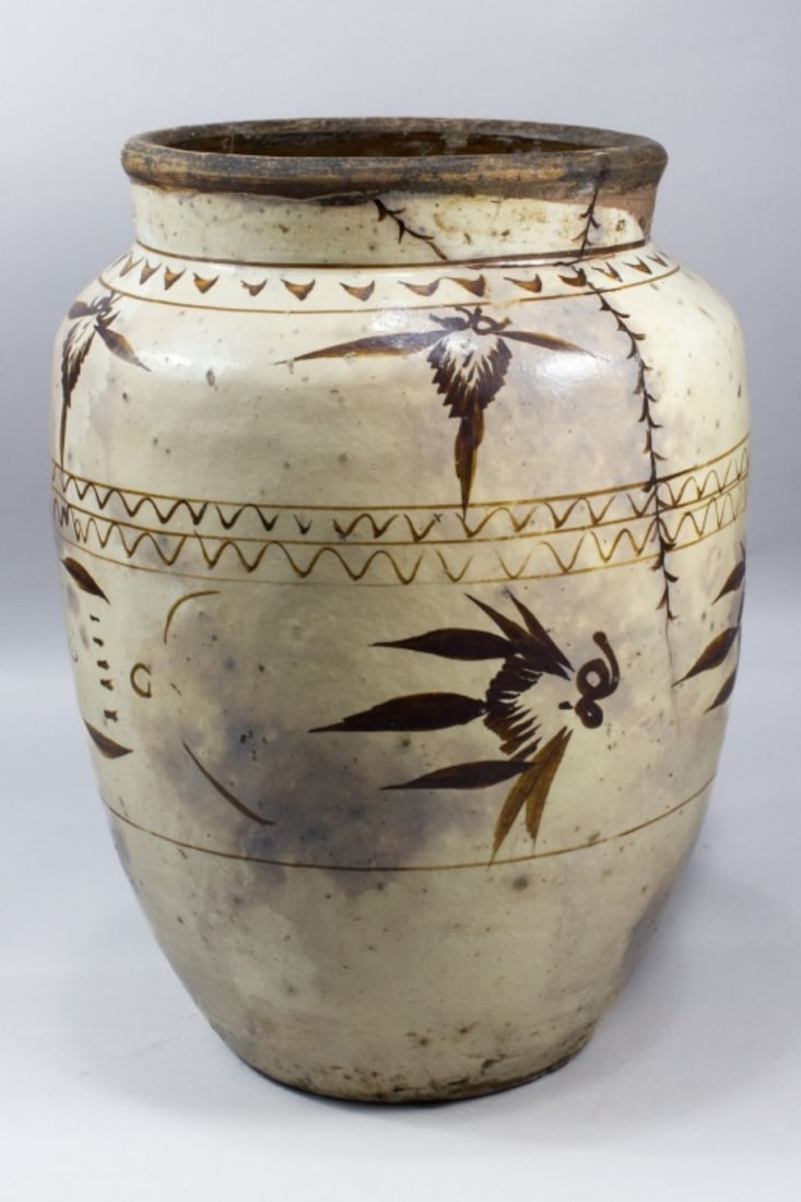Large Chinese Cizhou Ware Pottery Jar 16" (1 of 5)