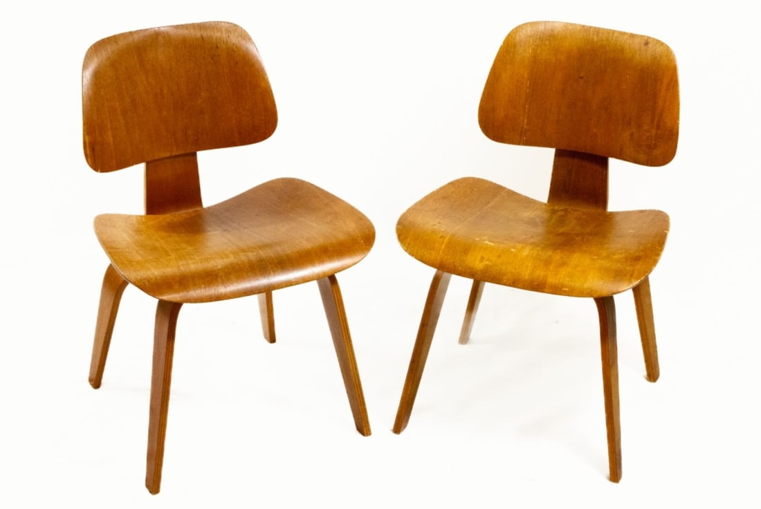 Pair Evans Eames DCW Chairs 1940's (1 of 20)