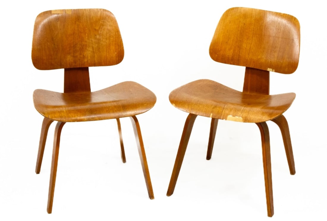 Pair Evans Eames DCW Chairs 1940's (1 of 20)