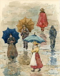 Maurice Brazil Prendergast "Rainy Day" Watercolor