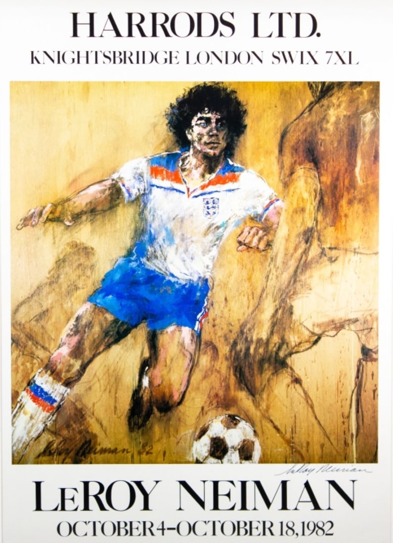 Signed 1982 Leroy Neiman Harrods Soccer Poster (1 of 4)
