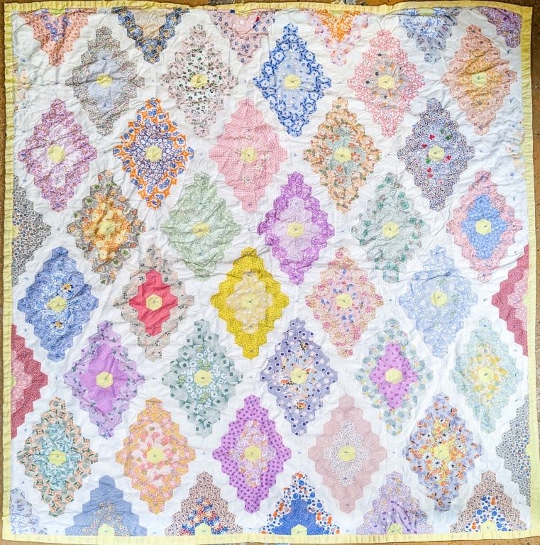 Vintage Quilt Hexi Honeycomb Coverlet (1 of 6)
