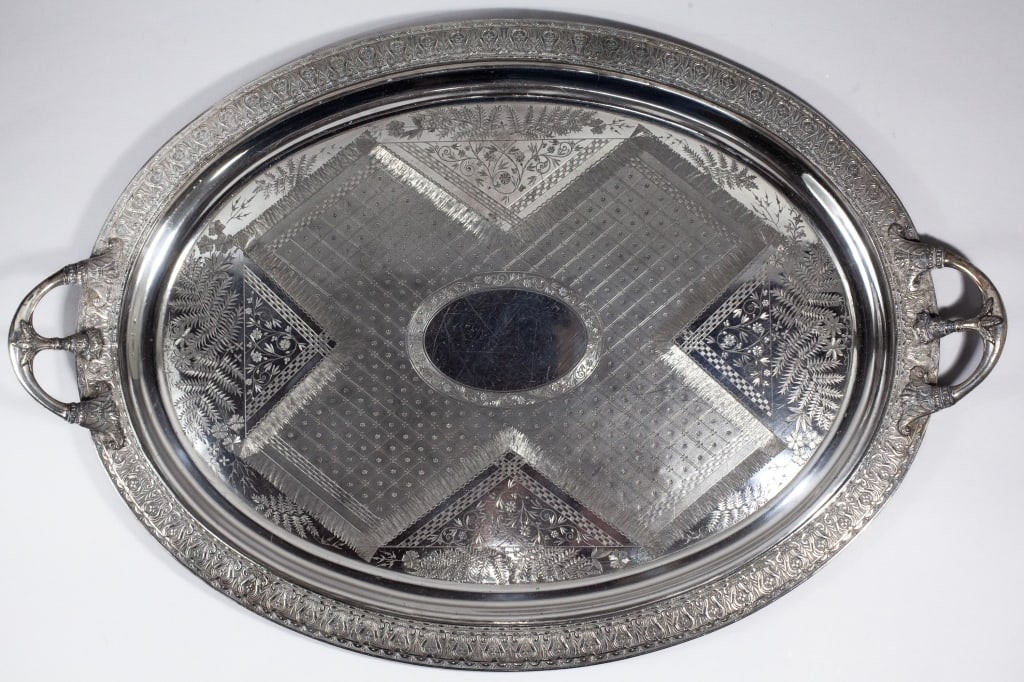 Antique Large Silver Plate Tray by Meriden 31.25" (1 of 7)