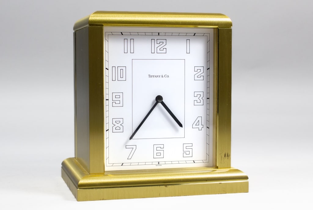 Tiffany Brass Mantel Clock (1 of 12)