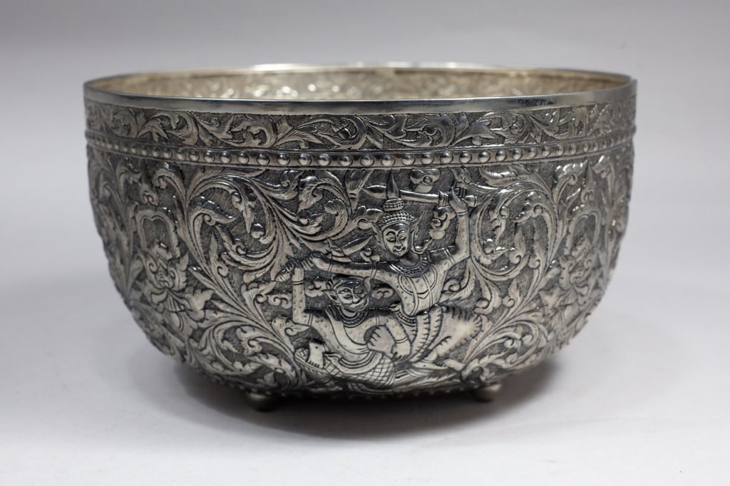 Burmese Repousse Silver Thabeik Bowl (1 of 7)