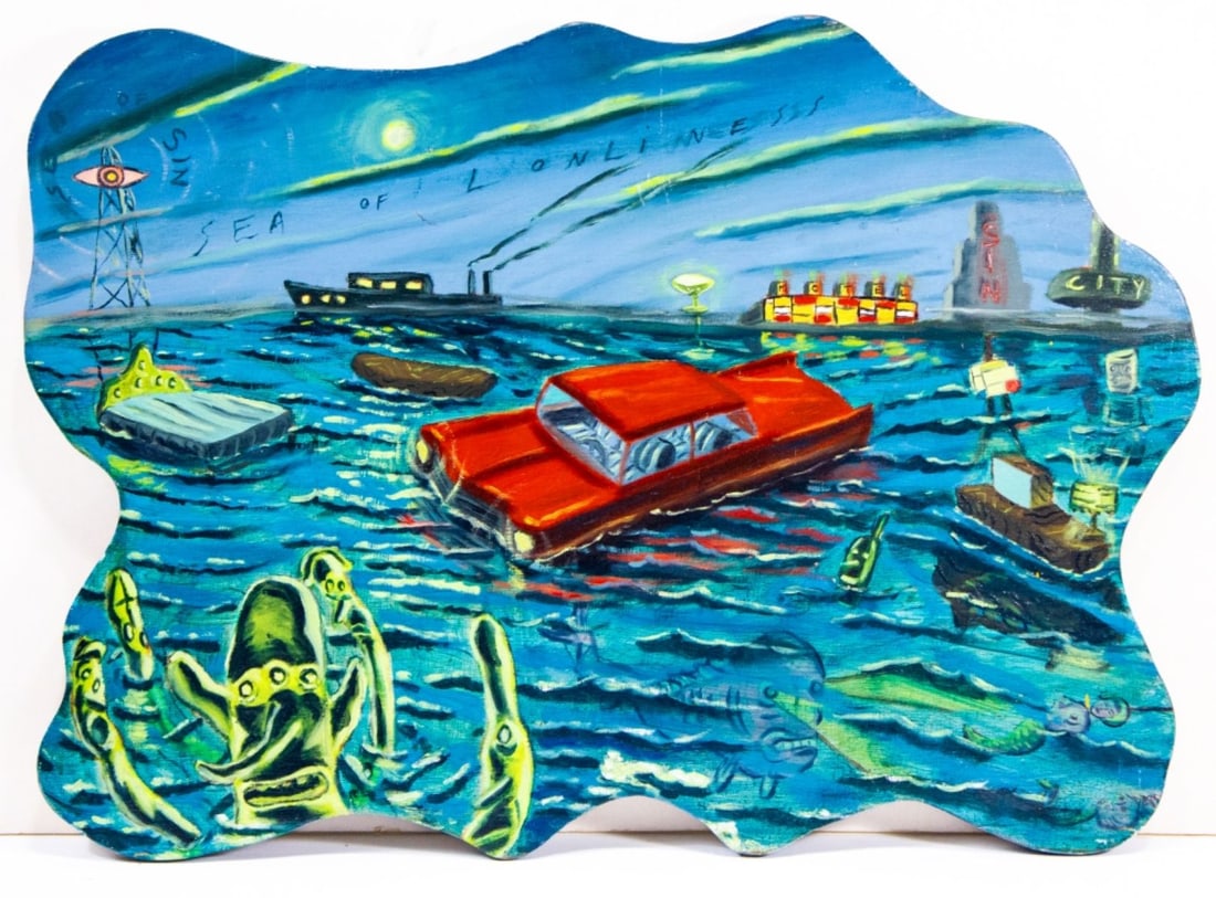 David Sandlin "Sea of Loneliness" Oil on Board, '88 (1 of 5)