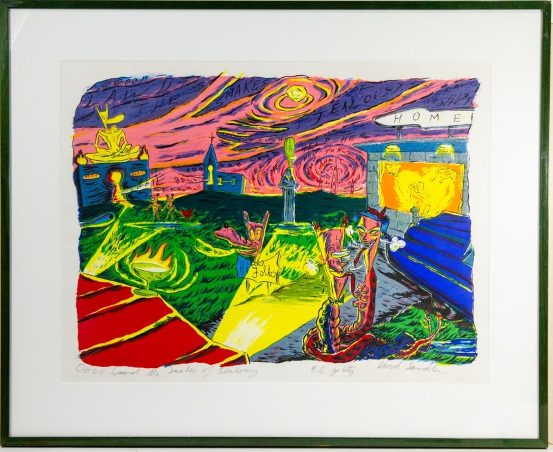 David Sandlin "Snakes of Jealousy" Serigraph, 1992 (1 of 6)