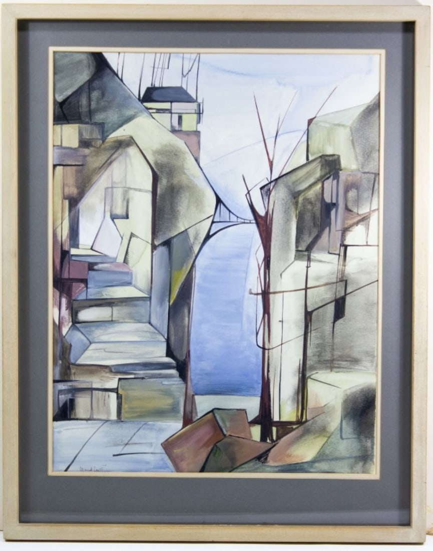 Midcentury Abstract Landscape Illegibly Signed (1 of 5)