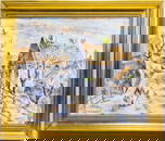 Henry Sugimoto "French Village" Oil on Silk