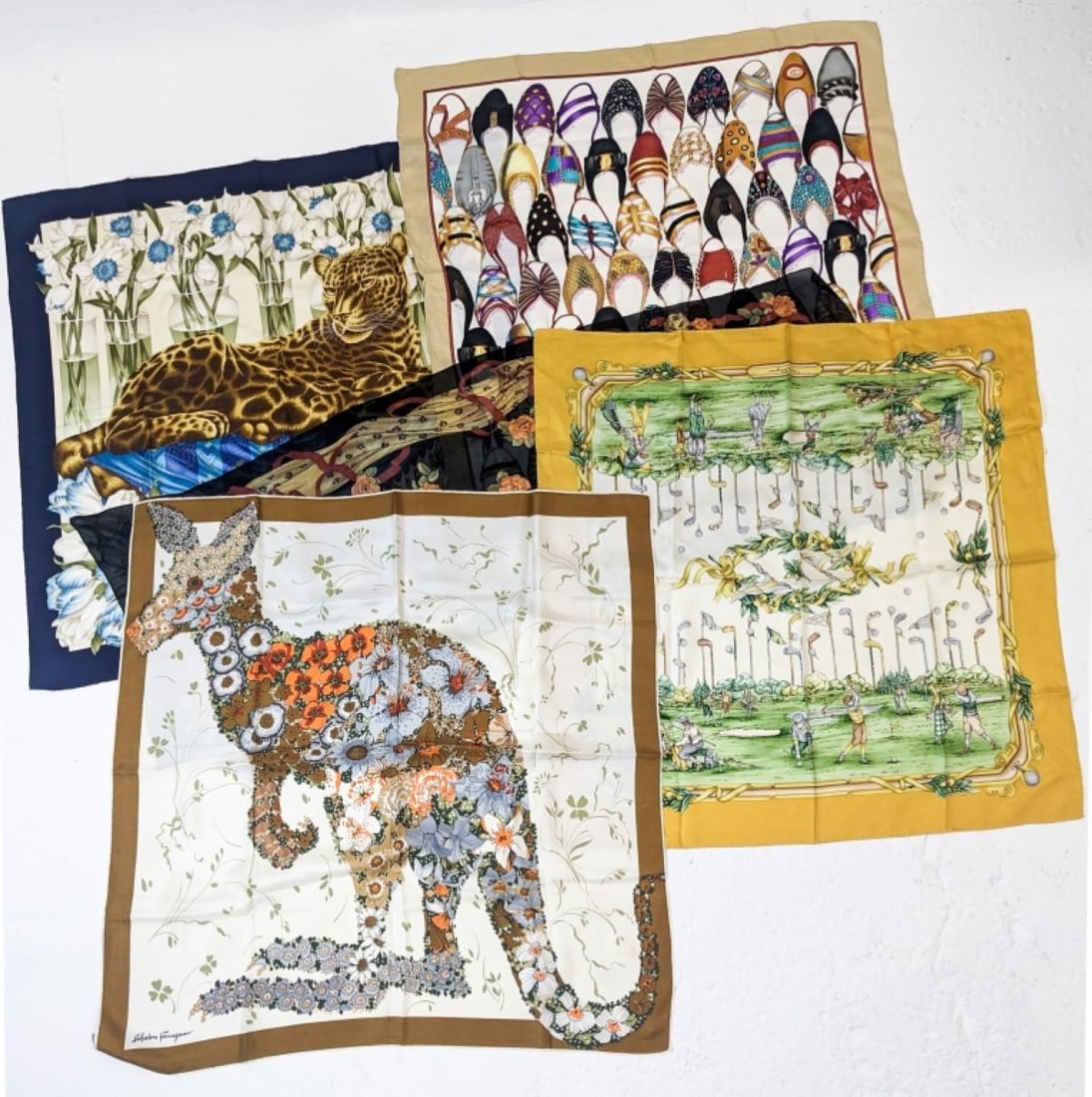 5 Salvatore Ferragamo Vintage  Silk Scarves (1 of 7)