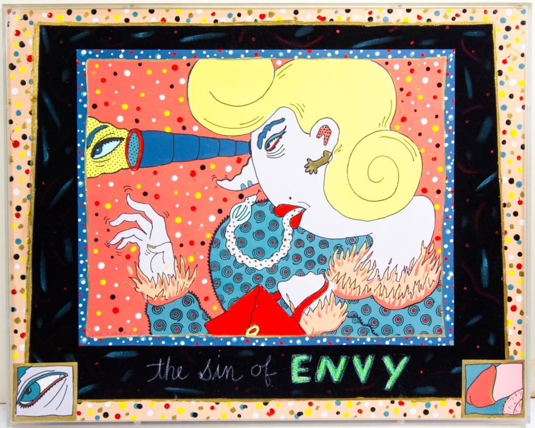Lynda Barry (WA) "The Sin of ENVY" Mixed Media (1 of 5)