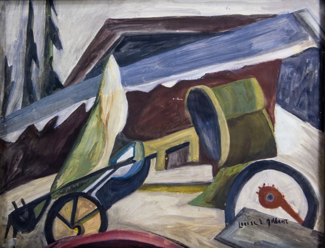 Louise Lewis Gilbert (WA)  "Farm Yard" Oil (1 of 4)