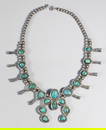Navajo Silver & Turquoise Squash Blossom Necklace