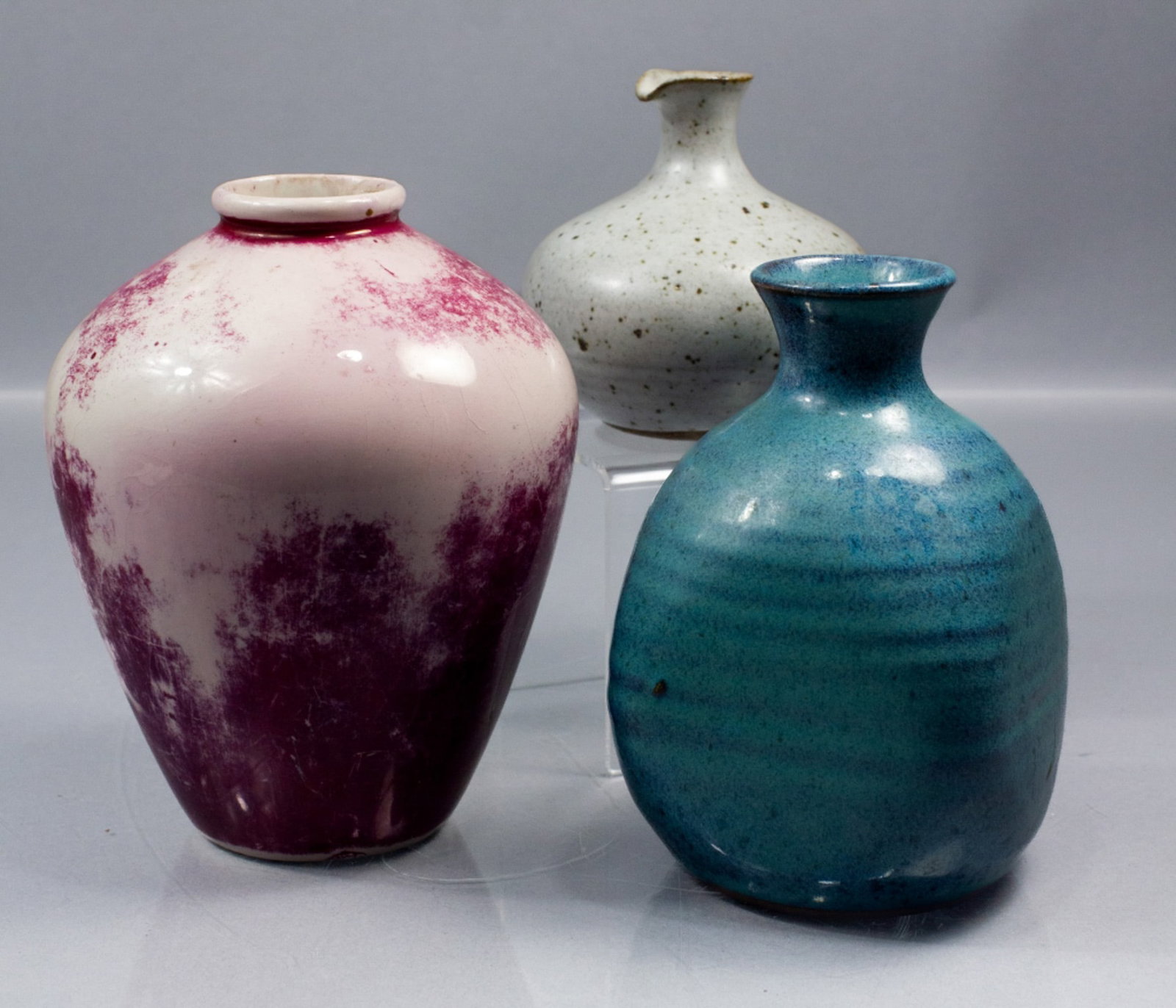 Group of 3 Small Pottery Vases (1 of 8)