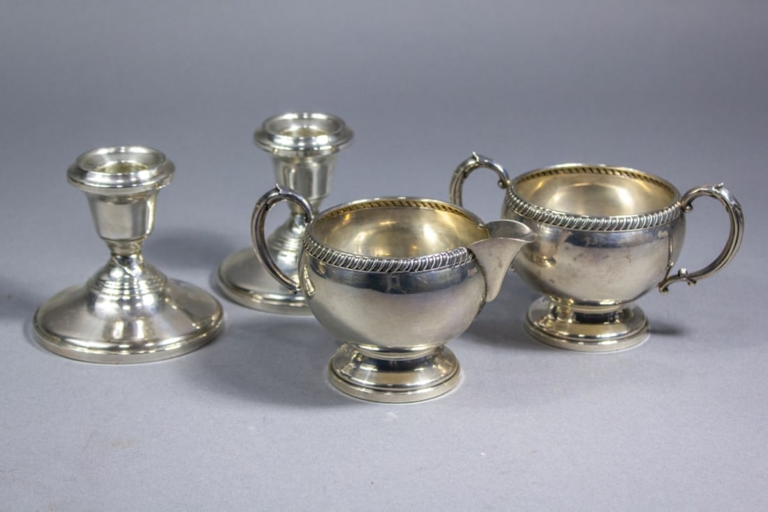 Weighted Sterling Candle Holders / Cream & Sugar (1 of 9)