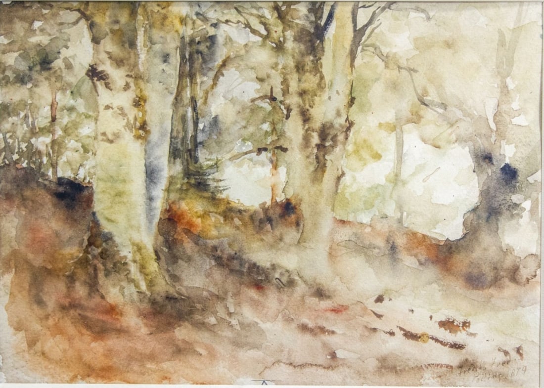 Frederick W. Freer Forest Scene Watercolor, 1879 (1 of 5)