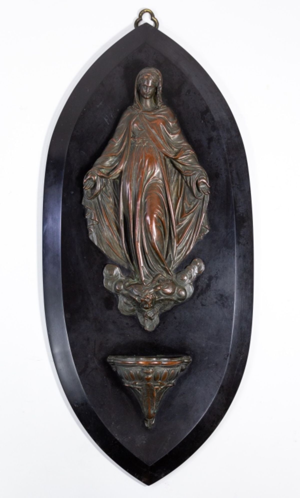 Antique French Bronze Madonna Holy Water Font (1 of 8)
