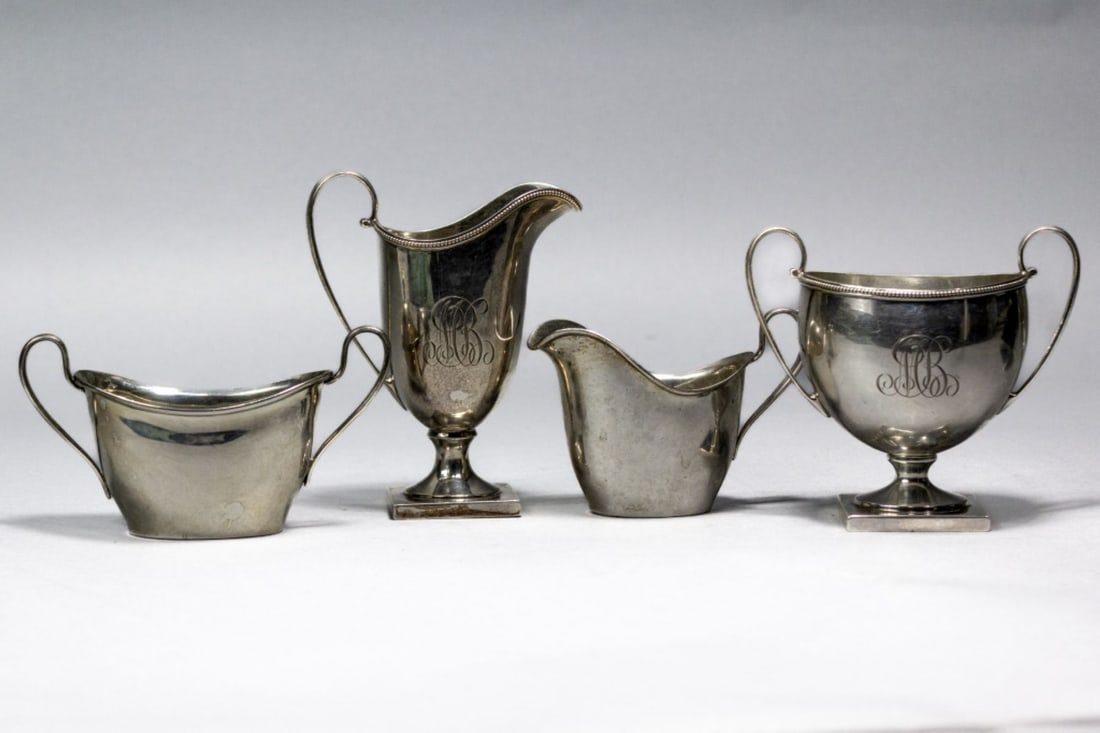 Gorham & Wallace Sterling Creamer & Sugar Sets (1 of 10)