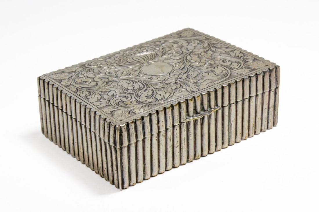 Antique 800 Silver Engraved Desk Box (1 of 6)