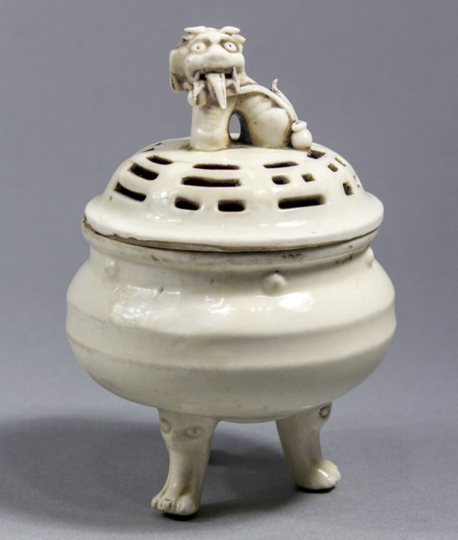 Antique Chinese Dehua Porcelain Dragon Incense Pot (1 of 15)