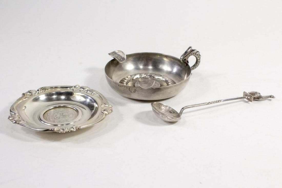 Peruvian Coin & Silver Spoon Dish Ashtray (1 of 9)