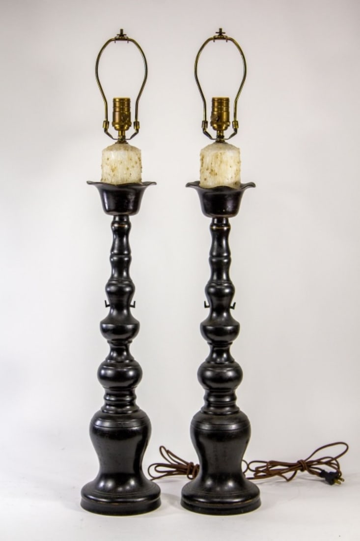 Antique Japanese Tall Altar Candlesticks / Lamps (1 of 5)