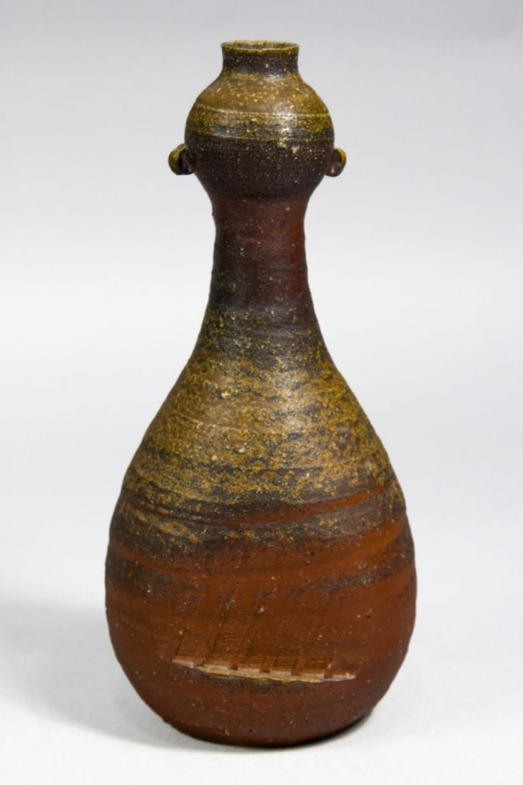 Signed Japanese Bizen Ware Pottery Vase (1 of 8)