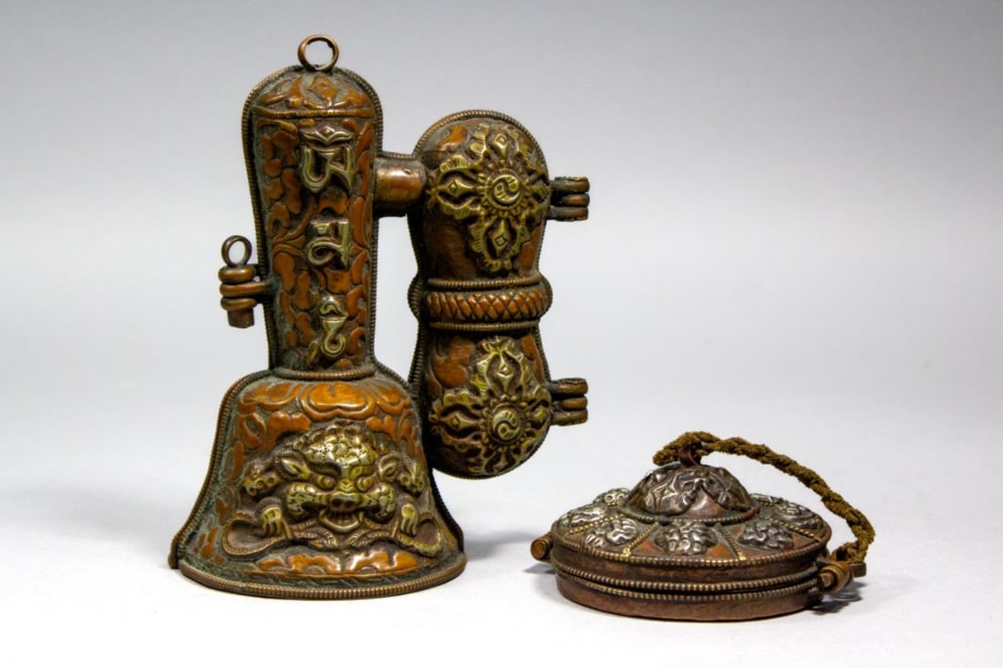 Two Tibetan Buddhist Encased Musical Instruments (1 of 6)