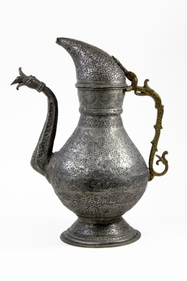 Antique Indian Tinned Copper Nielloed Ewer (1 of 8)