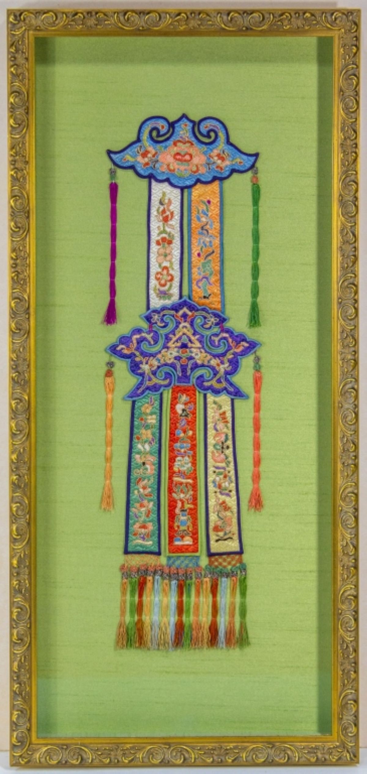 Vintage Chinese Brocade Silk Banner Framed (1 of 4)