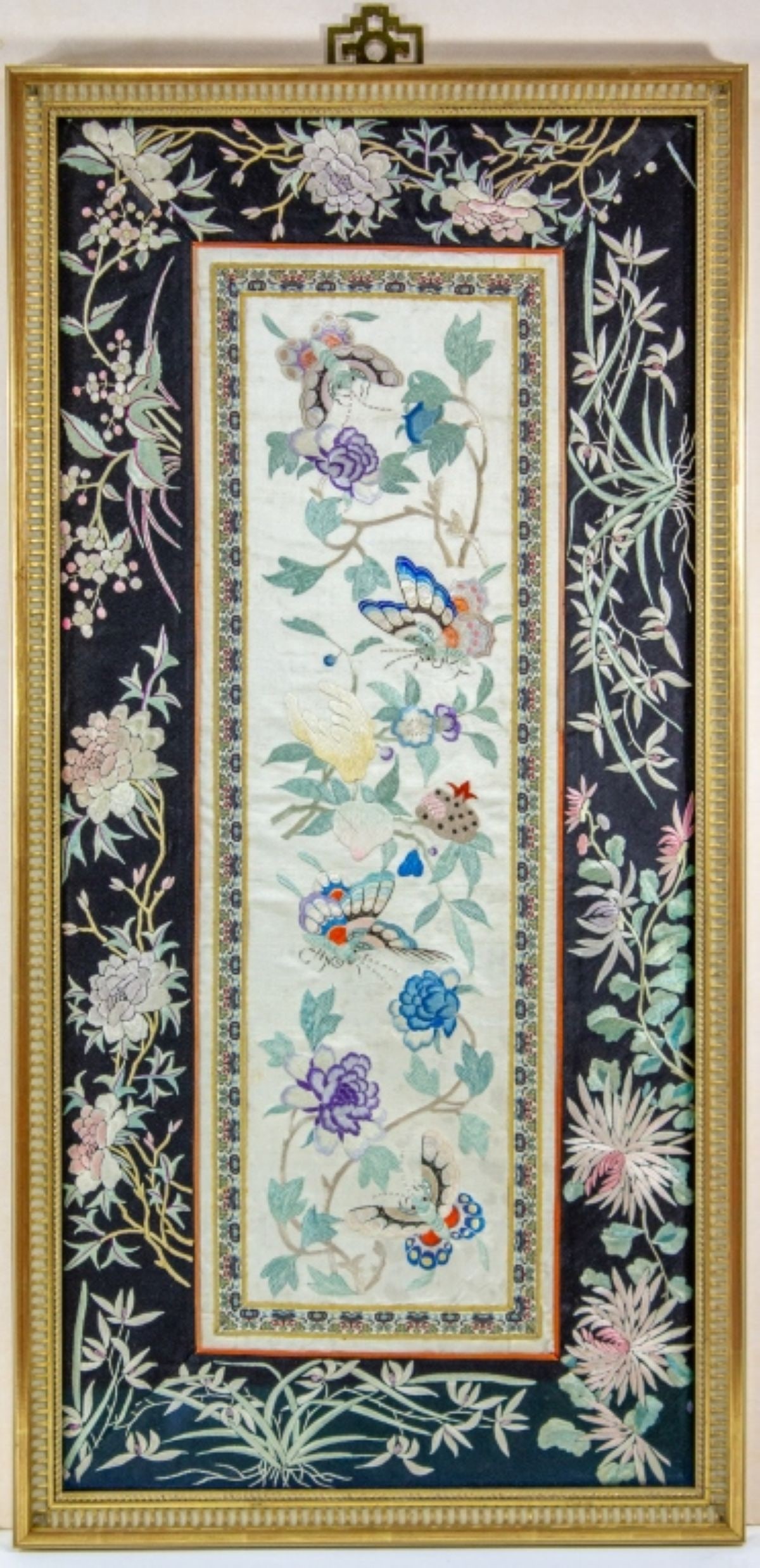 Vintage Chinese Embroidered Silk Framed Panel (1 of 4)