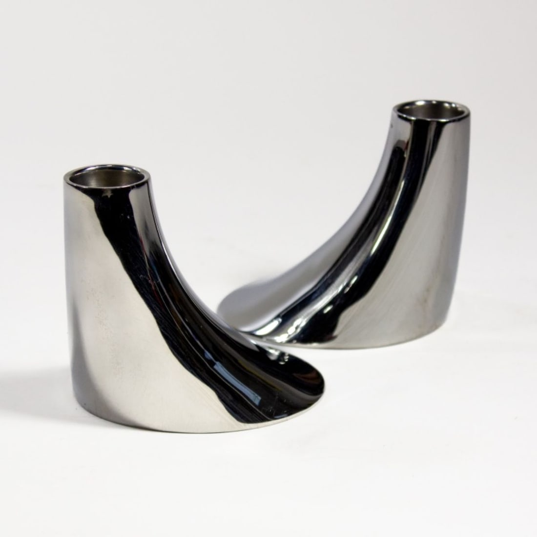 Pair Georg Jensen "Cobra" Stainless Candleholders (1 of 6)