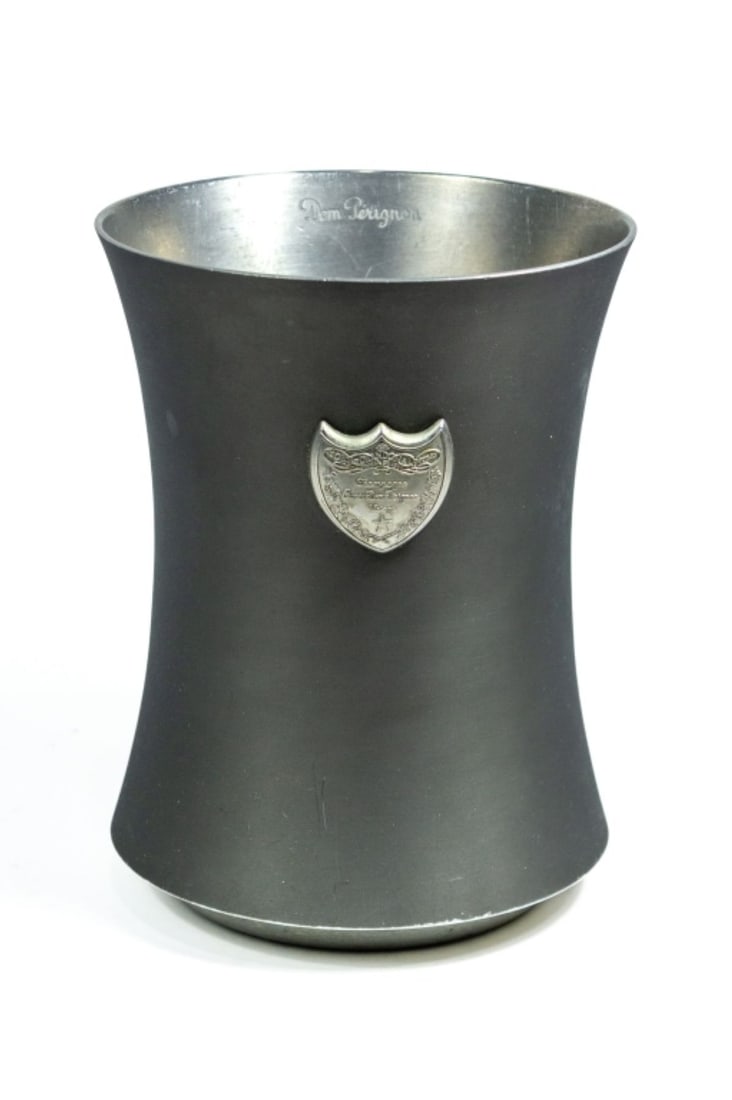 Maison de l'Etain Pewter Dom Perignon Wine Cooler: Martin Szekely for La Maison de l'Etain Pewter Dom Perignon Wine Cooler. Measures 7.75x6". Some light scratches from use, overall good condition.