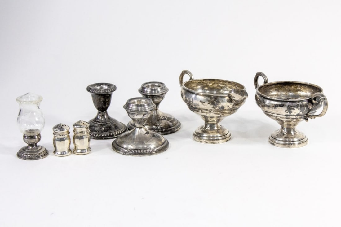 Weighted Sterling Candlesticks / Creamer & Sugar (1 of 10)