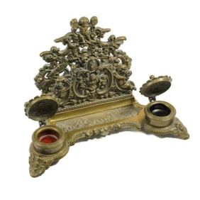 Antique French Louis XVI Style Brass Inkwell