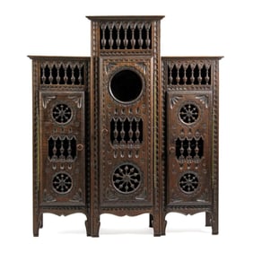 Antique French Breton Carved Miniature Cabinet