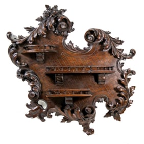 Antique French Carved Walnut Rococo Style Shelf