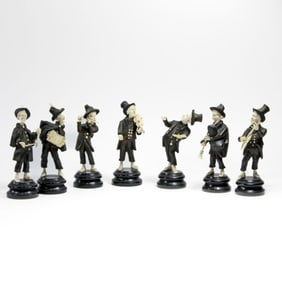 Group of 7 Antique German Carved Wood Musicians