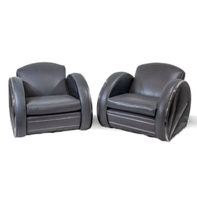 Pair of Donald Deskey Style "Streamline" Armchairs